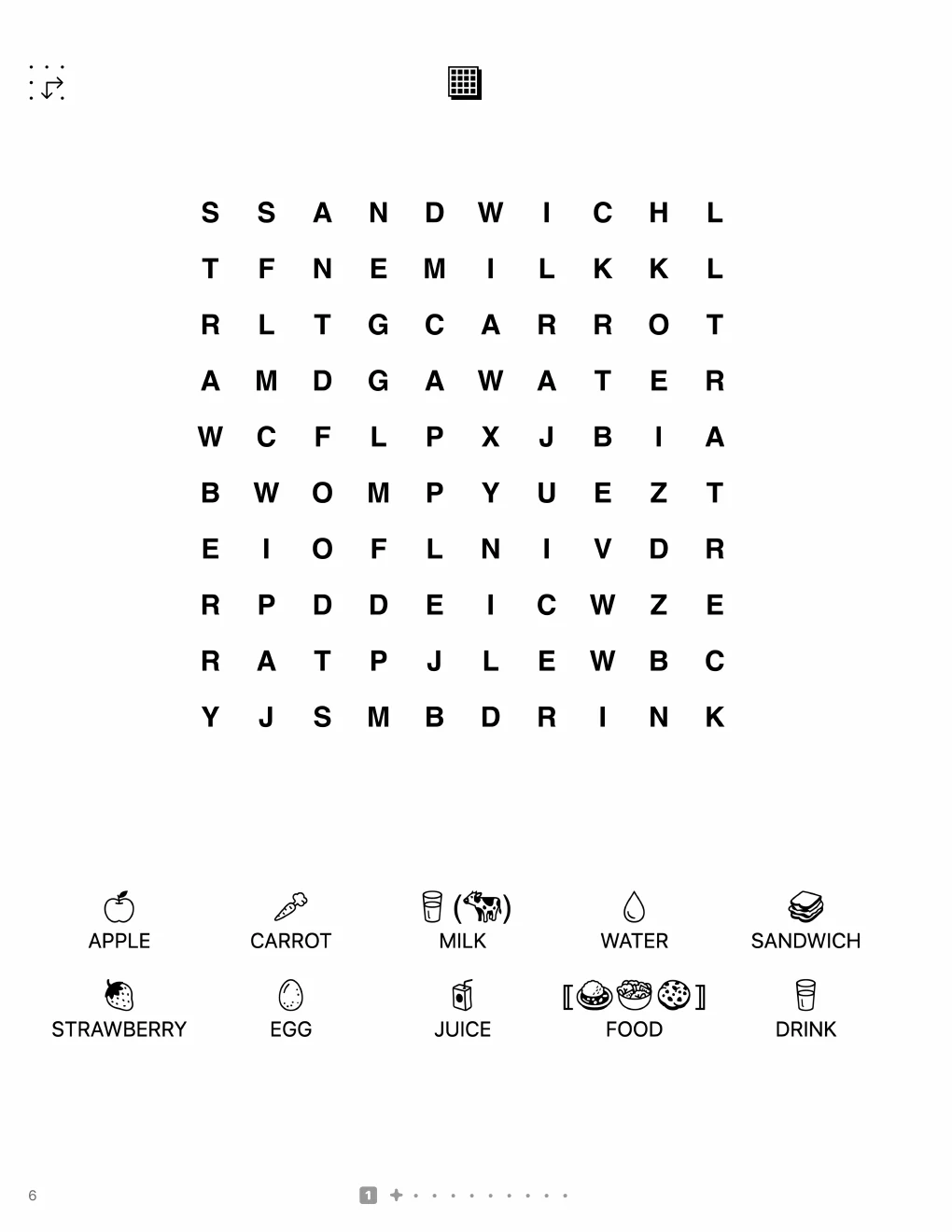 English word searches for Japanese speakers printable preview