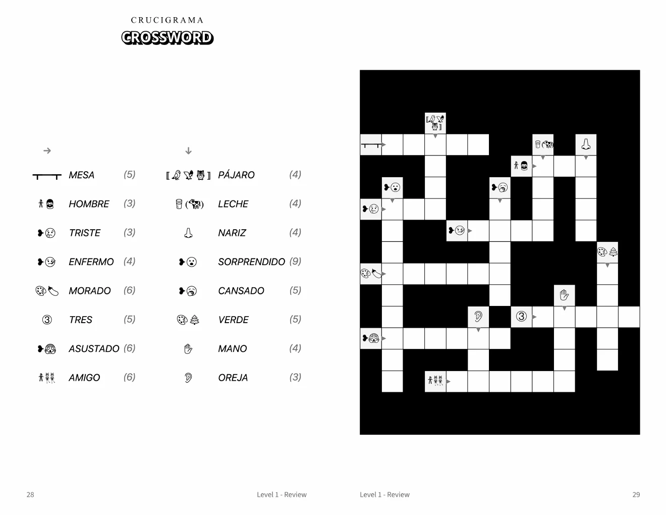 English crosswords for Spanish speakers: Level 1 crossword: second sample