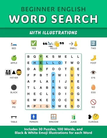 Beginner English Word Search Puzzles paperback cover