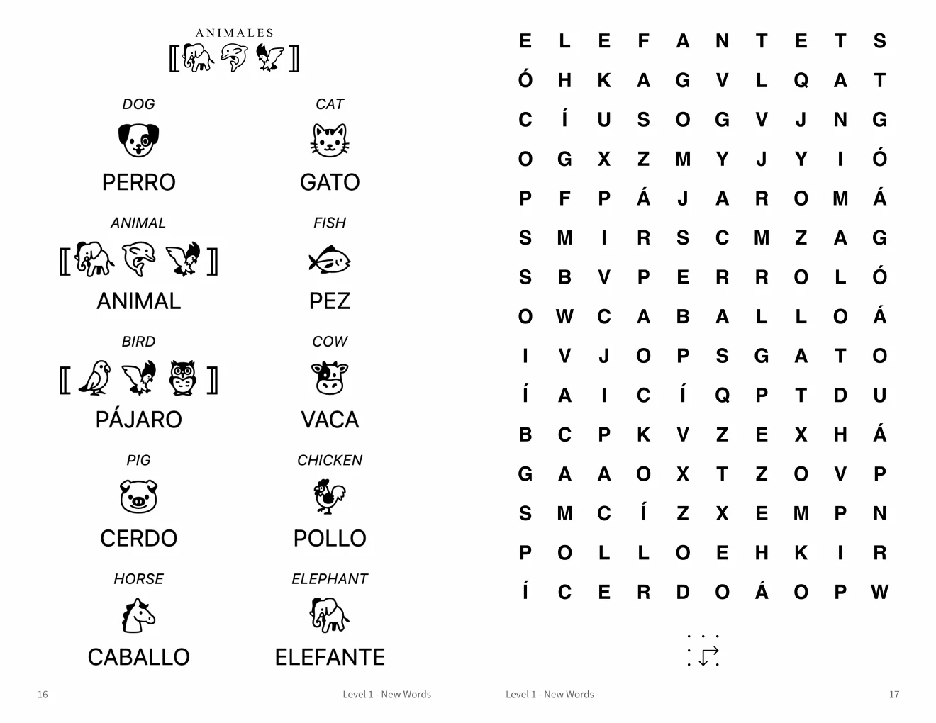 Spanish word searches printable preview