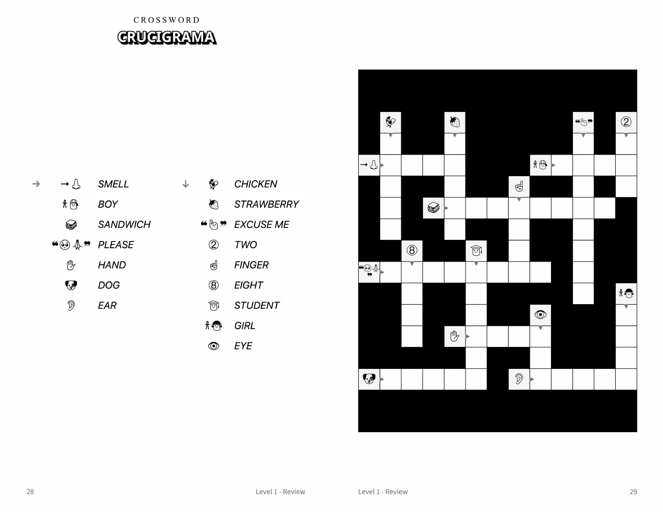 Spanish crosswords: Level 1 crossword: second sample